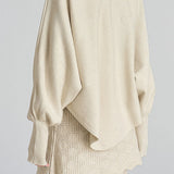 Casual Vacation Home Hollow Batwing Sleeve Fake Two-Piece Knit Two-Piece Set