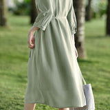 Artistic Commuter V-neck Waist-cinched Dress