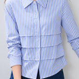 Casual Layered Panel Striped Shirt