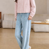 Casual Commuter Stand Collar Drawstring Zip Long-Sleeve Jacket