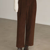 Corduroy Casual Nine-Point Wide-Leg Pants