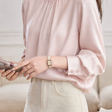 Elegant Commuter Stand‑Collar Long‑Sleeve Shirt With 3D Flower Decorations