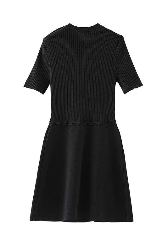 スカラップヘムフロントスリットニットワンピース　2色入 - liwisi