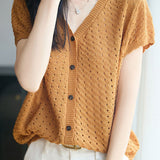 Gentle Commuter Breathable Hollow Out Knit Cardigan
