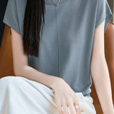 Minimalist versatile round neck top - liwisi