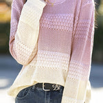Early Autumn Casual Color-Block Gradient Crew Neck Pullover Sweater - liwisi