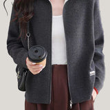 Casual Versatile Lapel Color-Block Knitted Cardigan - liwisi