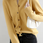 Round Neck Wool Knit Cardigan - 12 Colors Available - liwisi