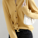 Round Neck Wool Knit Cardigan - 12 Colors Available - liwisi