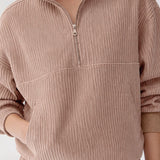 Casual Half‑Zip Vertical Texture Long‑Sleeve Top And Jogger Pants Set