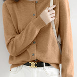 Round Neck Wool Knit Cardigan - 12 Colors Available - liwisi