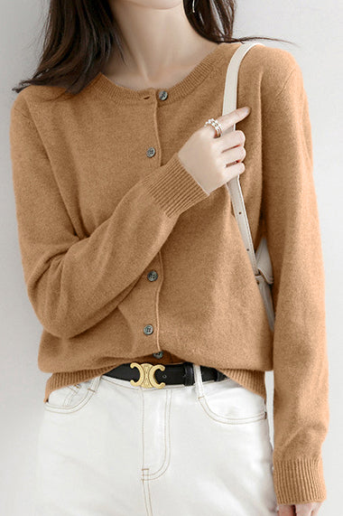 Round Neck Wool Knit Cardigan - 12 Colors Available - liwisi