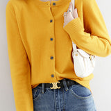 Round Neck Wool Knit Cardigan - 12 Colors Available - liwisi