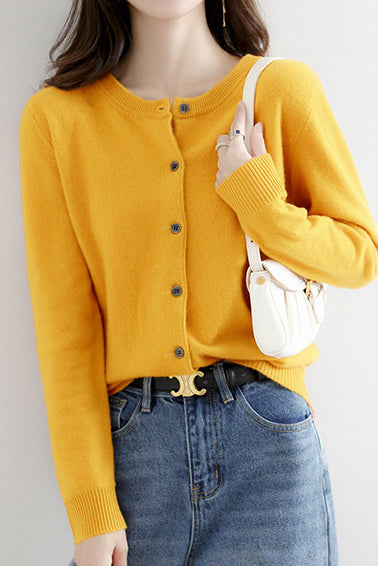 Round Neck Wool Knit Cardigan - 12 Colors Available - liwisi
