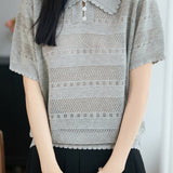 Gentle Commuter Hollow-out Knit T-shirt