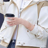 Casual Hooded Color Block Spliced Drawstring Long Sleeve Jacket