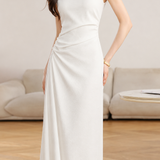 Elegant Commuter Side Waist Twisted Pleat Dress