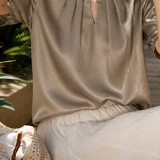 Light Luxury Commuter Pearl Collar Satin Blouse