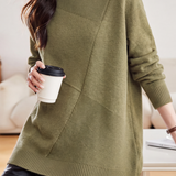 Casual Asymmetric Diagonal Seam Mid‑Length Sweater