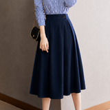 French Elegant Striped Spliced Waist-Cinched Irregular Shirt Dress