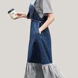 Faux two-piece spliced suspender dress
