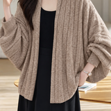 Casual Buttonless Wide Ribbed Batwing Sleeve Cardigan