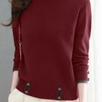 Casual Versatile Long-Sleeve Pullover Color-Block Knitted Top - liwisi