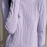 Elegant Commuter Mock Neck 3D Embossed Jacquard Long‑Sleeve Knit Sweater