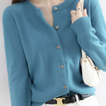 Round Neck Wool Knit Cardigan - 12 Colors Available - liwisi