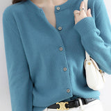 Round Neck Wool Knit Cardigan - 12 Colors Available - liwisi
