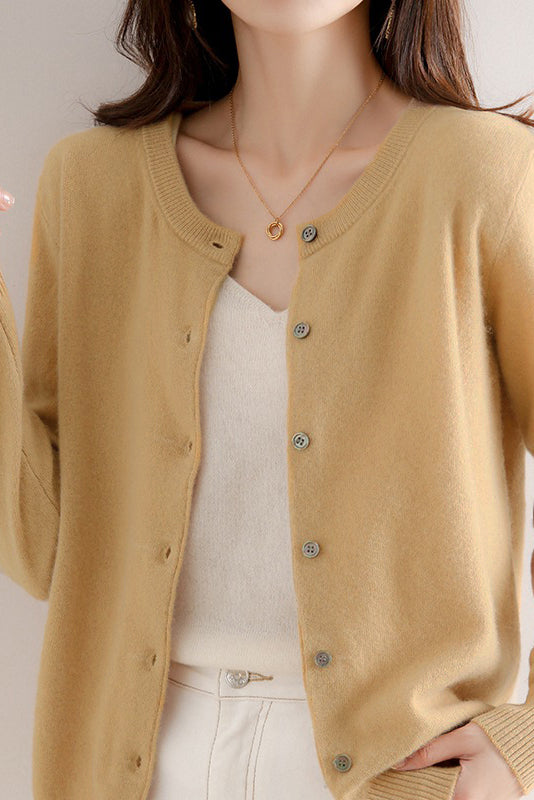 Round Neck Wool Knit Cardigan - 12 Colors Available - liwisi