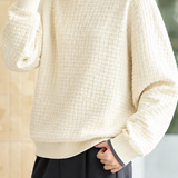 Casual Fake Two‑Piece Ripped Waffle Knit Sweater