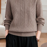 Casual Vertical Cable‑Knit Zip Half‑Placket Knit Sweater