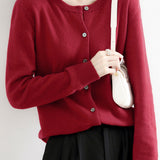 Round Neck Wool Knit Cardigan - 12 Colors Available - liwisi
