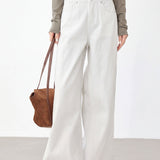 Casual Double Waist Spliced Denim Trousers