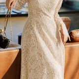 Elegant Floral Lace Dress With Eyelash Fringe