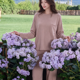 Casual Homewear Solid Loose Knit Set