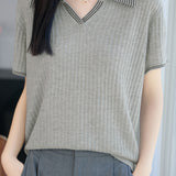 Light Luxury Commuter Ribbed Knit T-Shirt