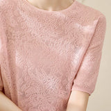 Elegant Solid Color Subtle Jacquard Knit Top