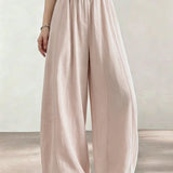 Casual High Waist Ice Silk Draped Curved Wide-leg Pants