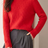 Casual Brushed Fleece High Neck Knit Sweater