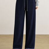 Casual Striped Spliced Elastic Drawstring Trousers