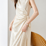 Light Luxury Commuter Side Tie Irregular Satin Dress