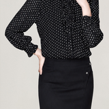 Elegant Crinkled Polka Dot Ruffled Blouse