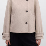 Casual Stand Collar Asymmetric Button Short Long Sleeve Jacket