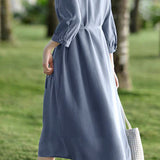Artistic Commuter V-neck Waist-cinched Dress