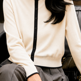 Minimal Contrast Binding Knit Cardigan