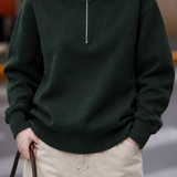 Casual Half-Zip Stand Collar Knit Top