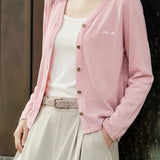 Casual Solid V-Neck Tencel Knit Cardigan