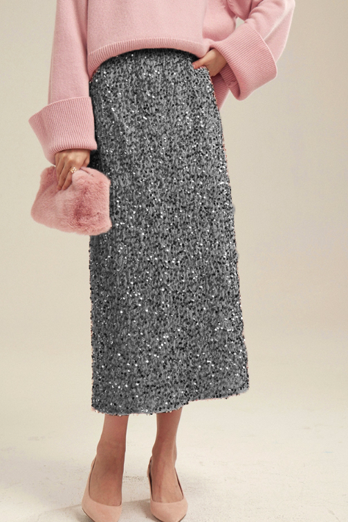 Light Luxury Heavy-duty Sequined Straight Tube Skirt - liwisi